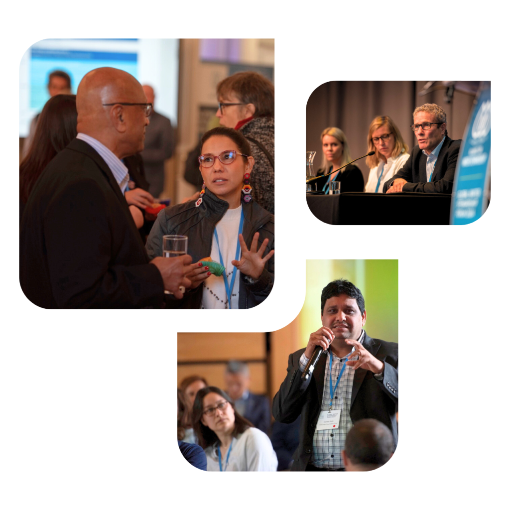 A photo cluster showing AWS members at the 2025 Global Water Stewardship Forum