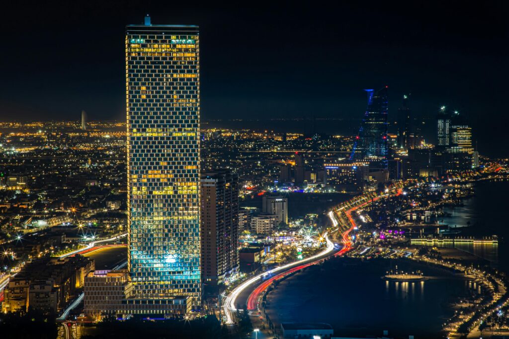 Jeddah, Saudi Arabia at night
