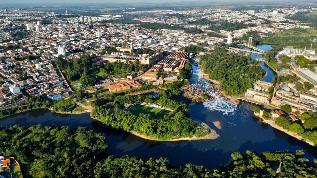 Aerial View of City with River and Greenery in Salto, Brazil. Pexels/Junior Camargo