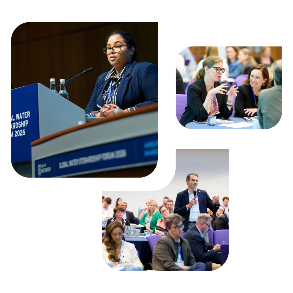 A selection of images from the 2026 Global Water Stewardship Forum featuring, speakers and participants. Credit: Alliance for Water Stewardship / Malcolm Cochrane